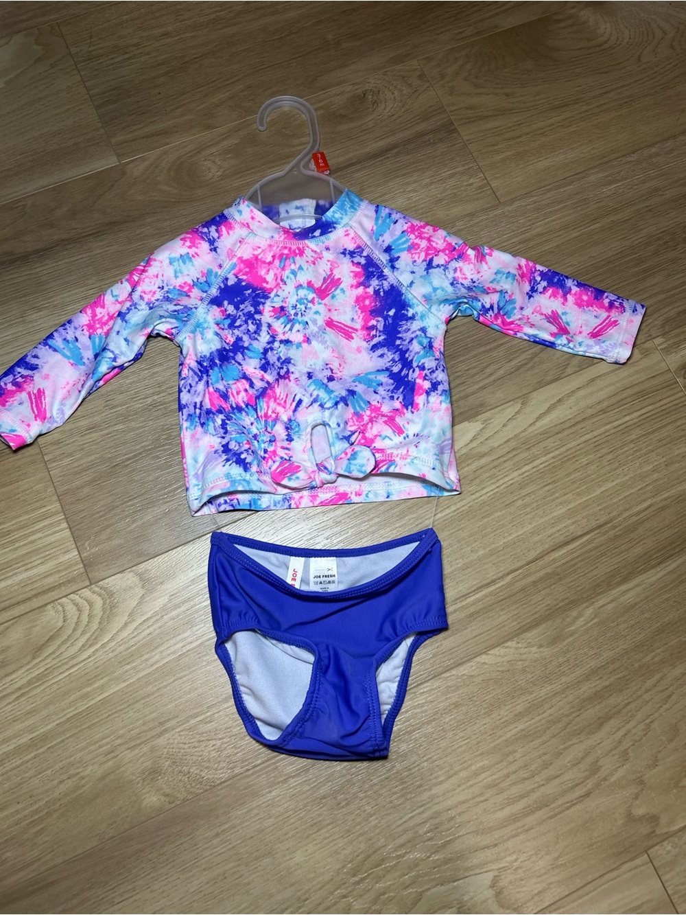 Joe Fresh Girls Tie-Dye Long Sleeve Rash Guard Set - Pink & Blue